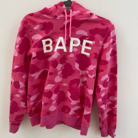bape pink camo hoodie
